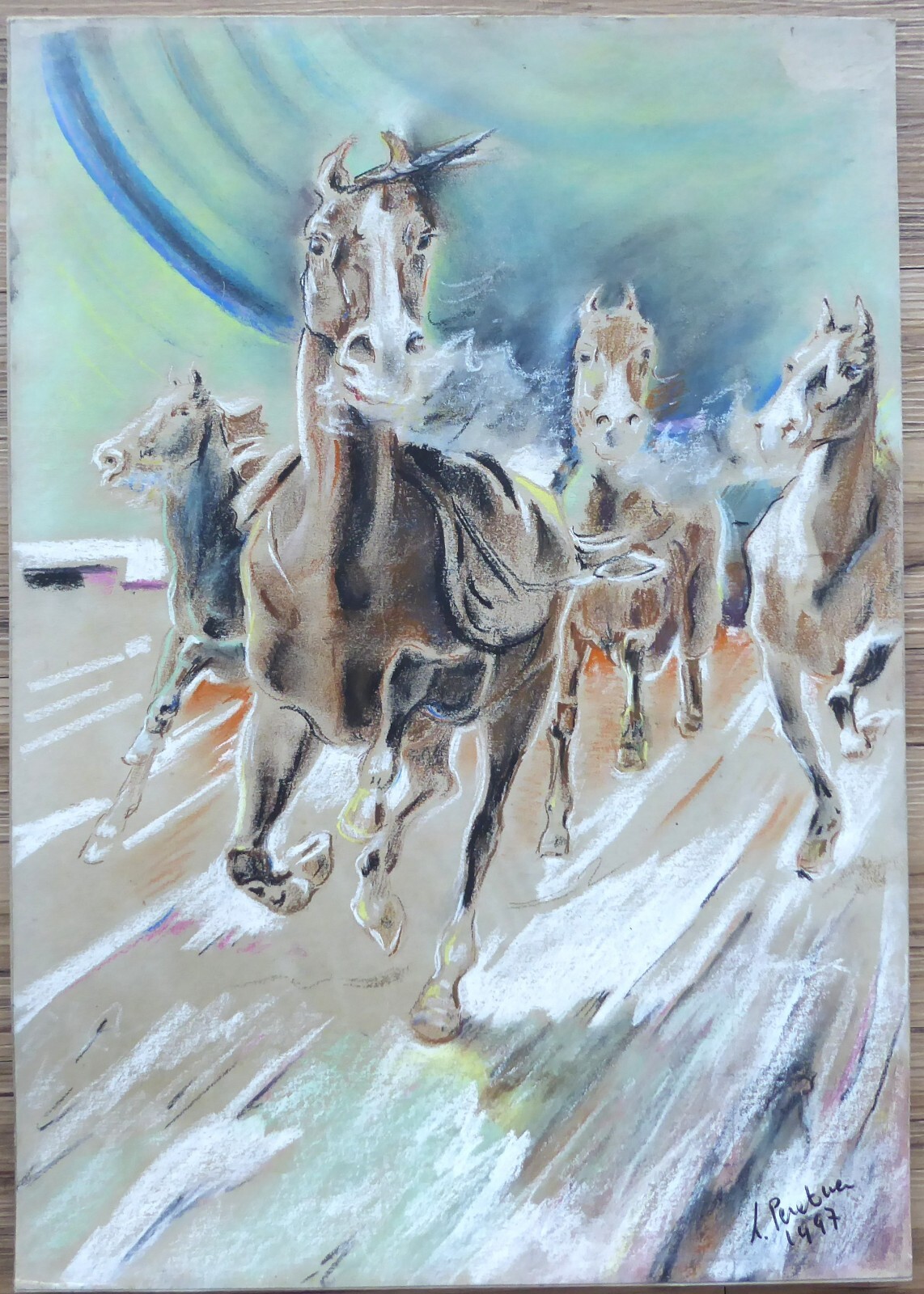Laura Peratoner Pastel Horses Italy Switzerland Original #104