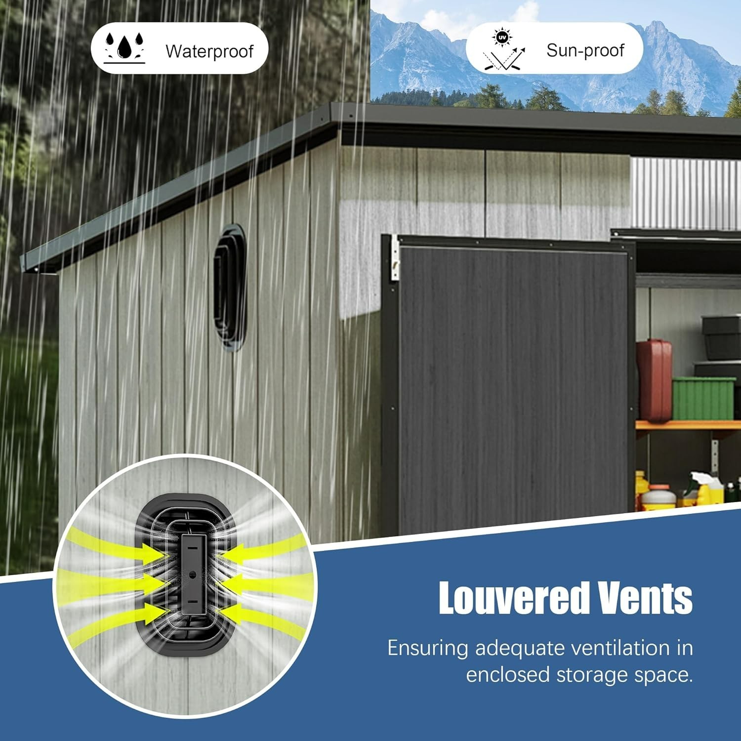 Domi 6'X9' Resin Storage Shed,Plastic Garden Shed w/Lockable Door & Sloping Roof