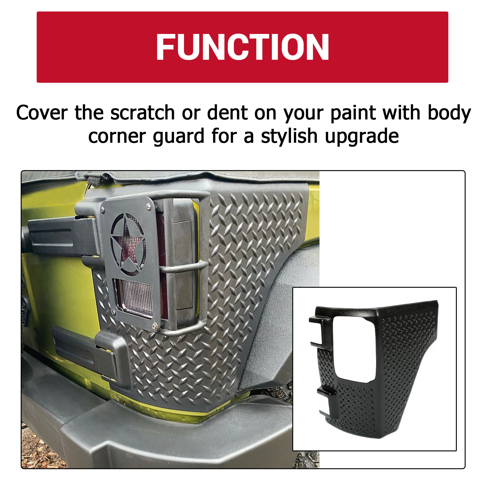 Rear Corner Guard Body Armor Tail light Cover for Jeep Wrangler JK JKU 2007-2018