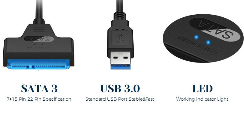USB 3.0 to 2.5" SATA III Hard Drive Adapter Cable/UASP -SATA to USB3.0 Converter