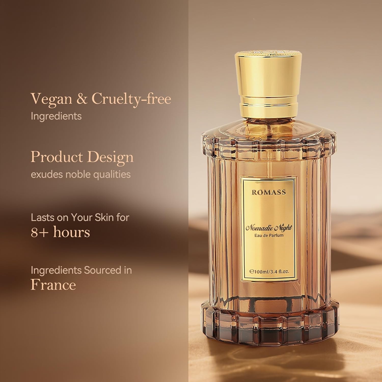 ROMASS Nomadic Night Perfume 3.4oz/100ml | Midnight black glass | Alluring