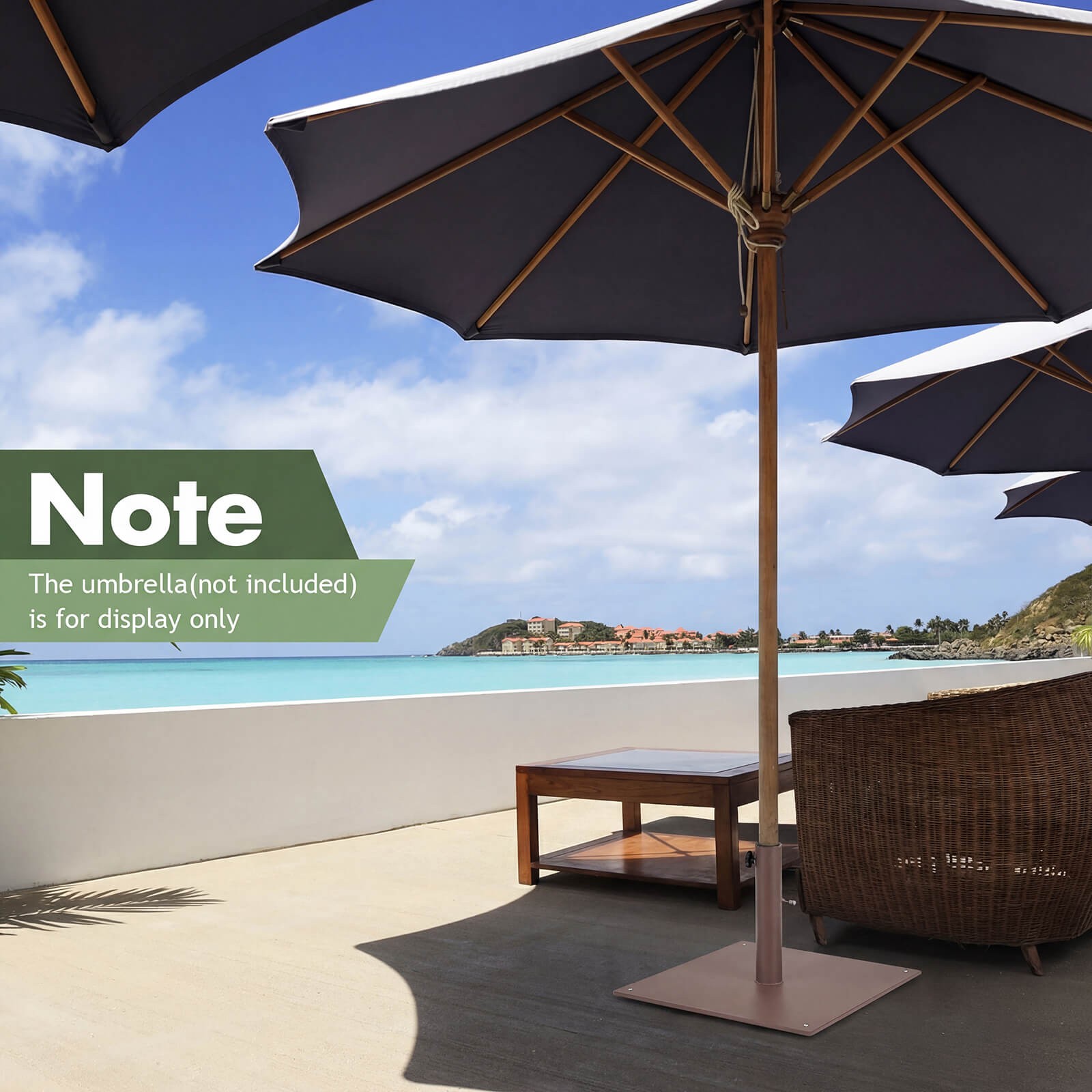 20" Square Patio Umbrella Base Weighted 35 LBS Outdoor Market Stand Footpads