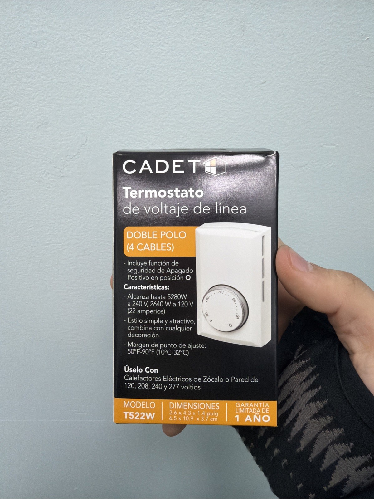 Cadet Double Pole 4-Wire Mechanical Wall Thermostat Electric Baseboard T522-W