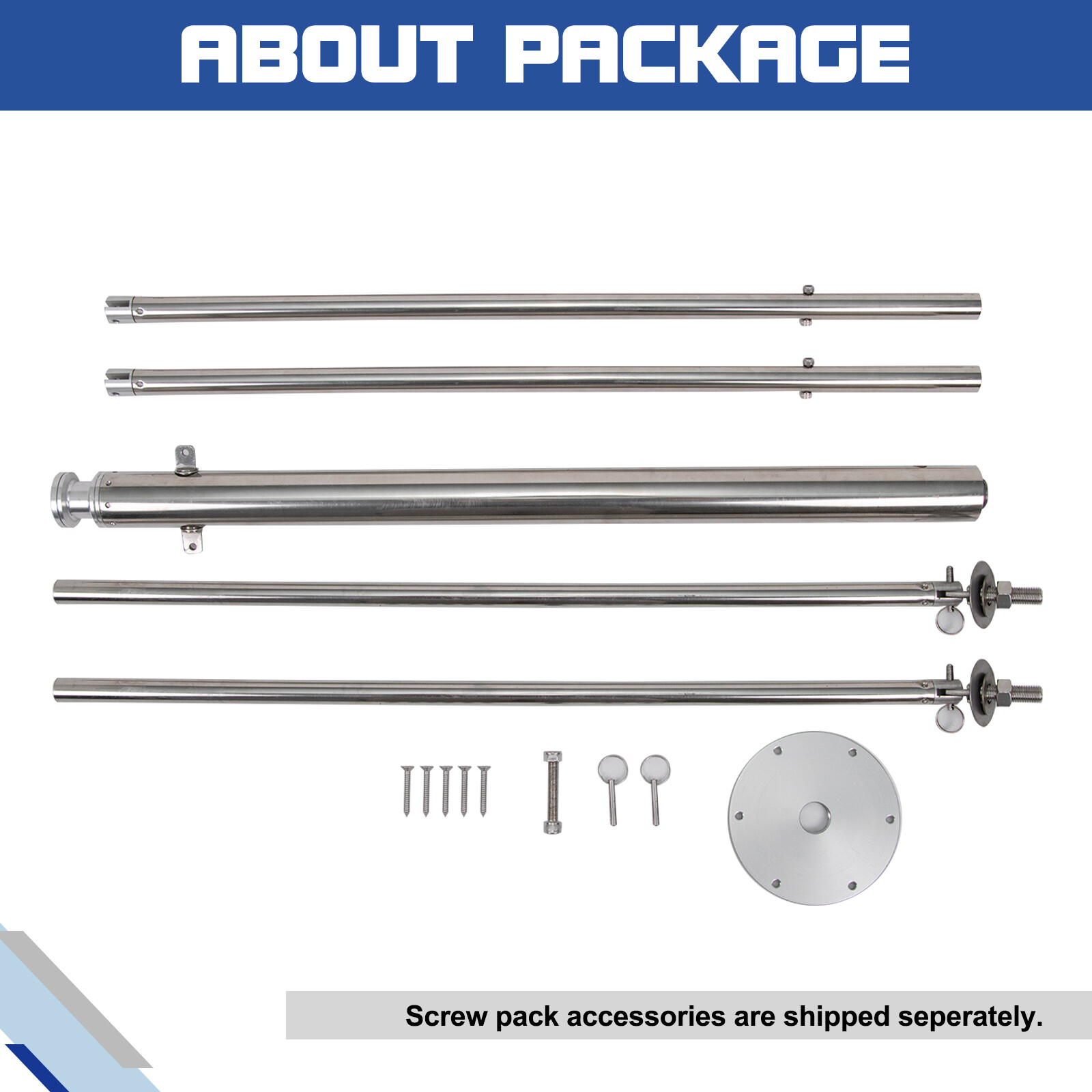 Water Ski Pylon for Outboard Boat Stainless Steel Adjustable Pole Height 33"-57"