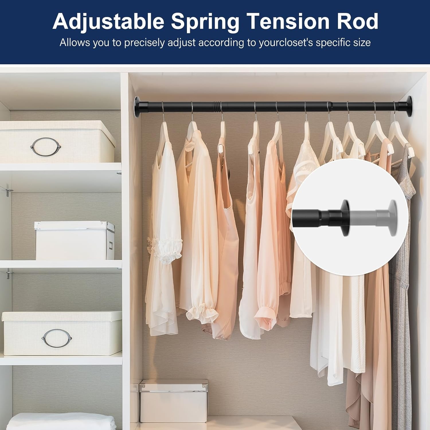 No Drilling Closet Rod for Hanging Clothes Closet Wardrobes Bathroom Laundry