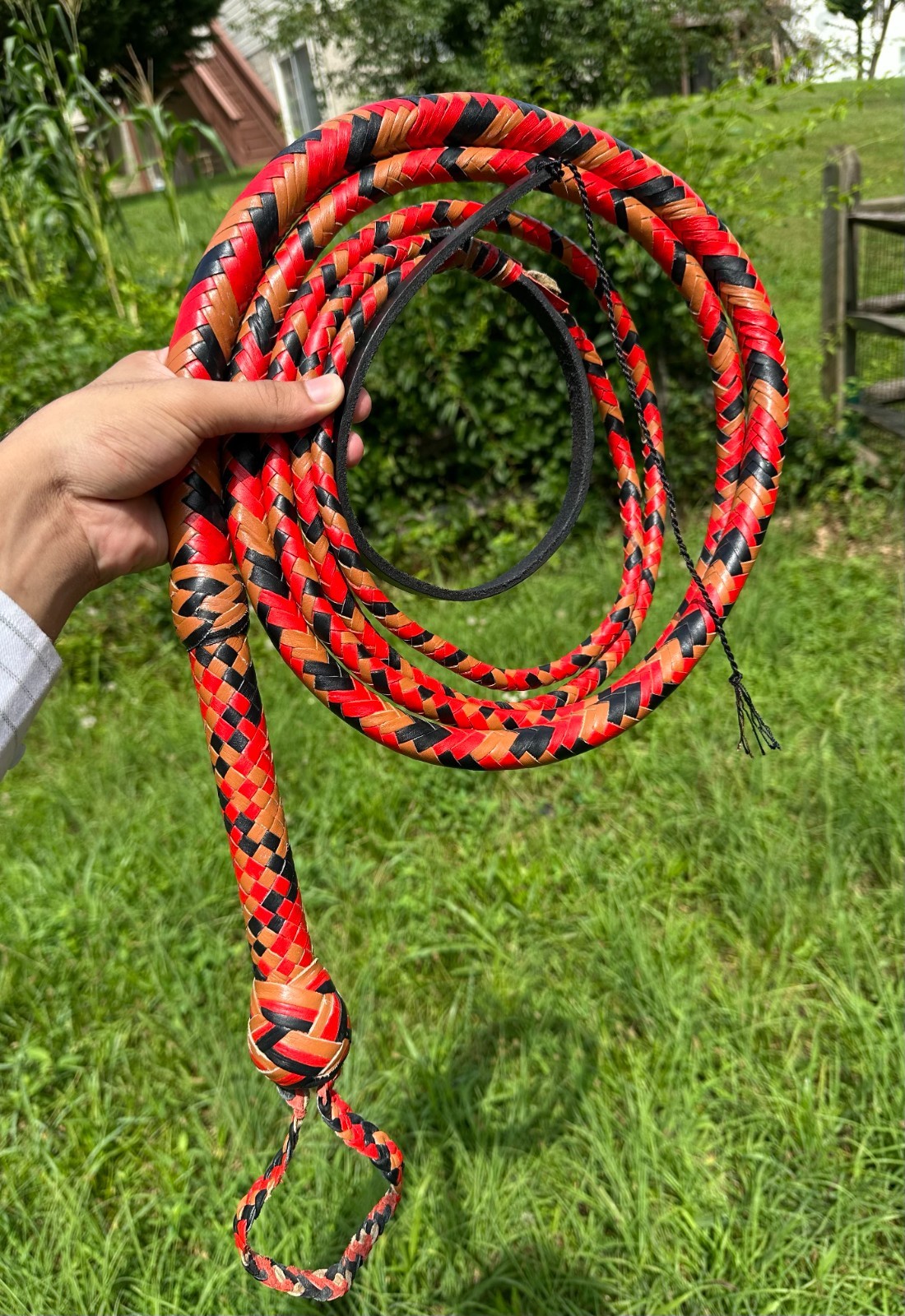 Genuine Kangaroo Hide Leather Bullwhip 08 - 14ft Hand Braided Indiana Jones Whip