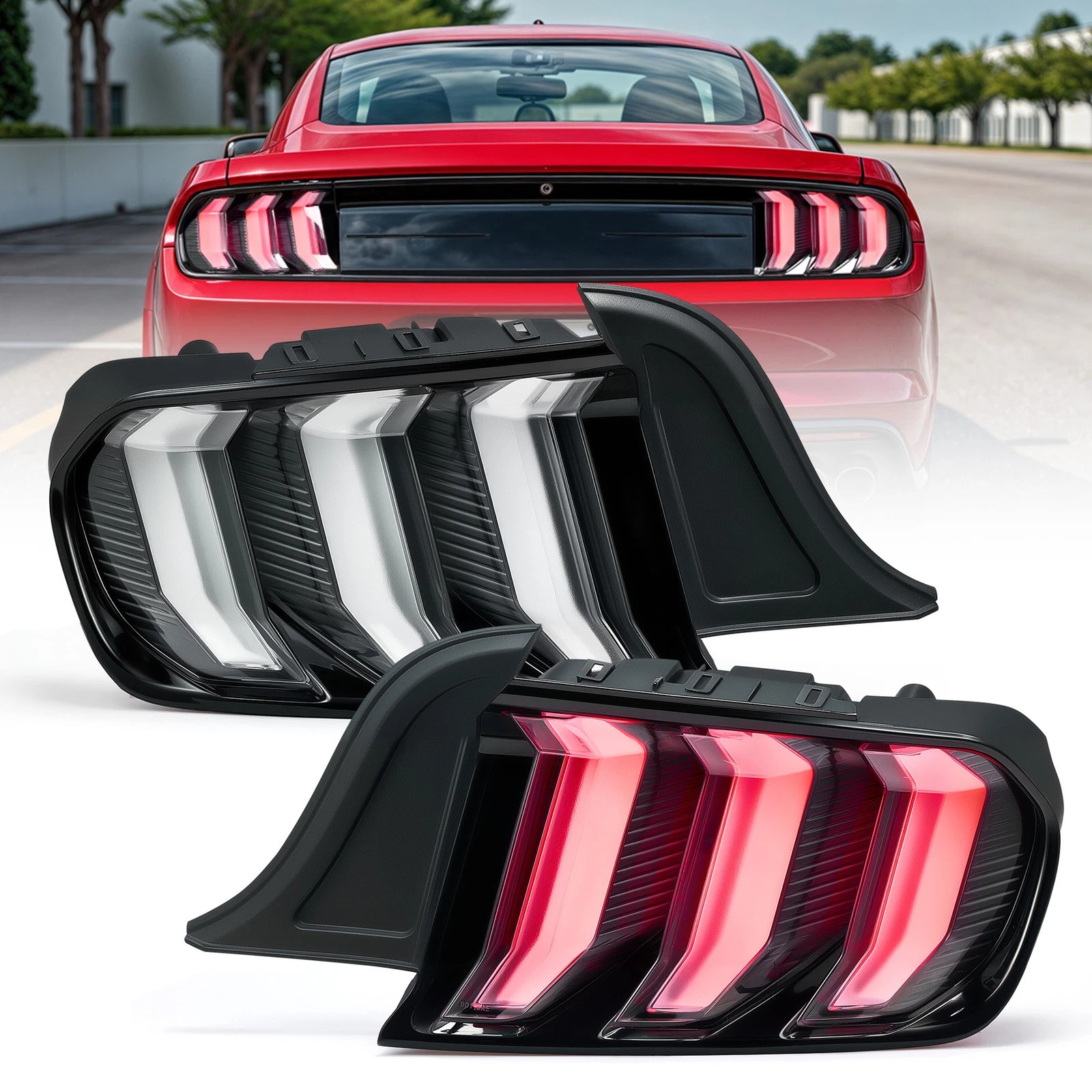 Set LED Tail lights For 2015-2022 Ford Mustang Euro Style w/ Sequential Signals