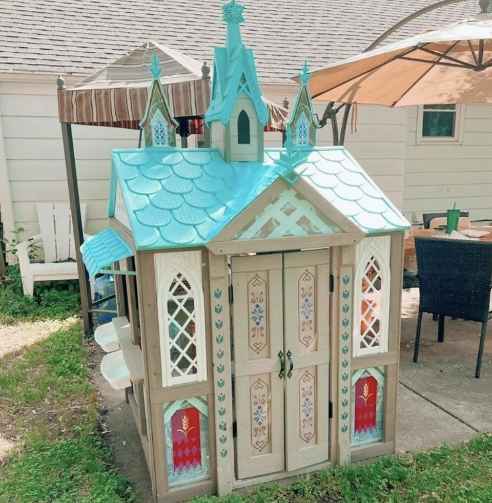 KidKraft Disney Frozen Arendelle Wooden Outdoor Playhouse Elsa Anna Kids