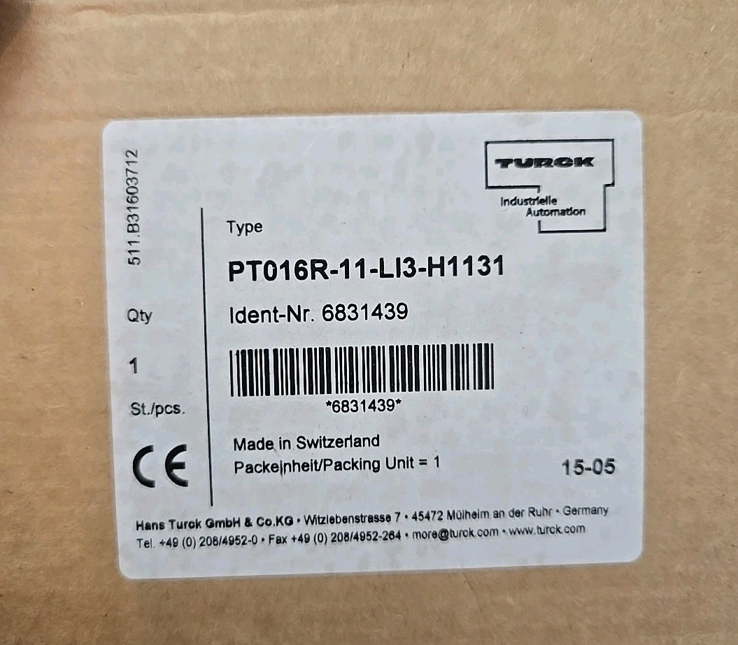 Turck PT016R-11-LI3-H1131 Pressure Transmitter 0-16 Bar 4-20mA New Unused...
