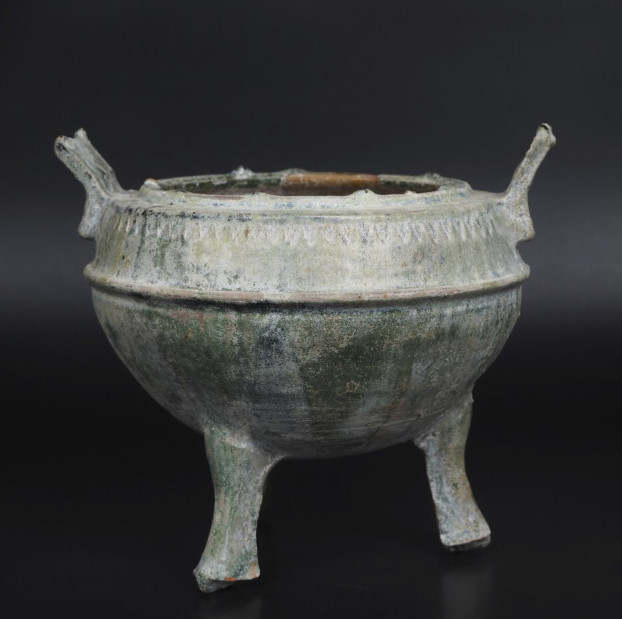 Chinese Han Dynasty Style Green Glazed Tripod Incense Burner Mingqi 17.6cm