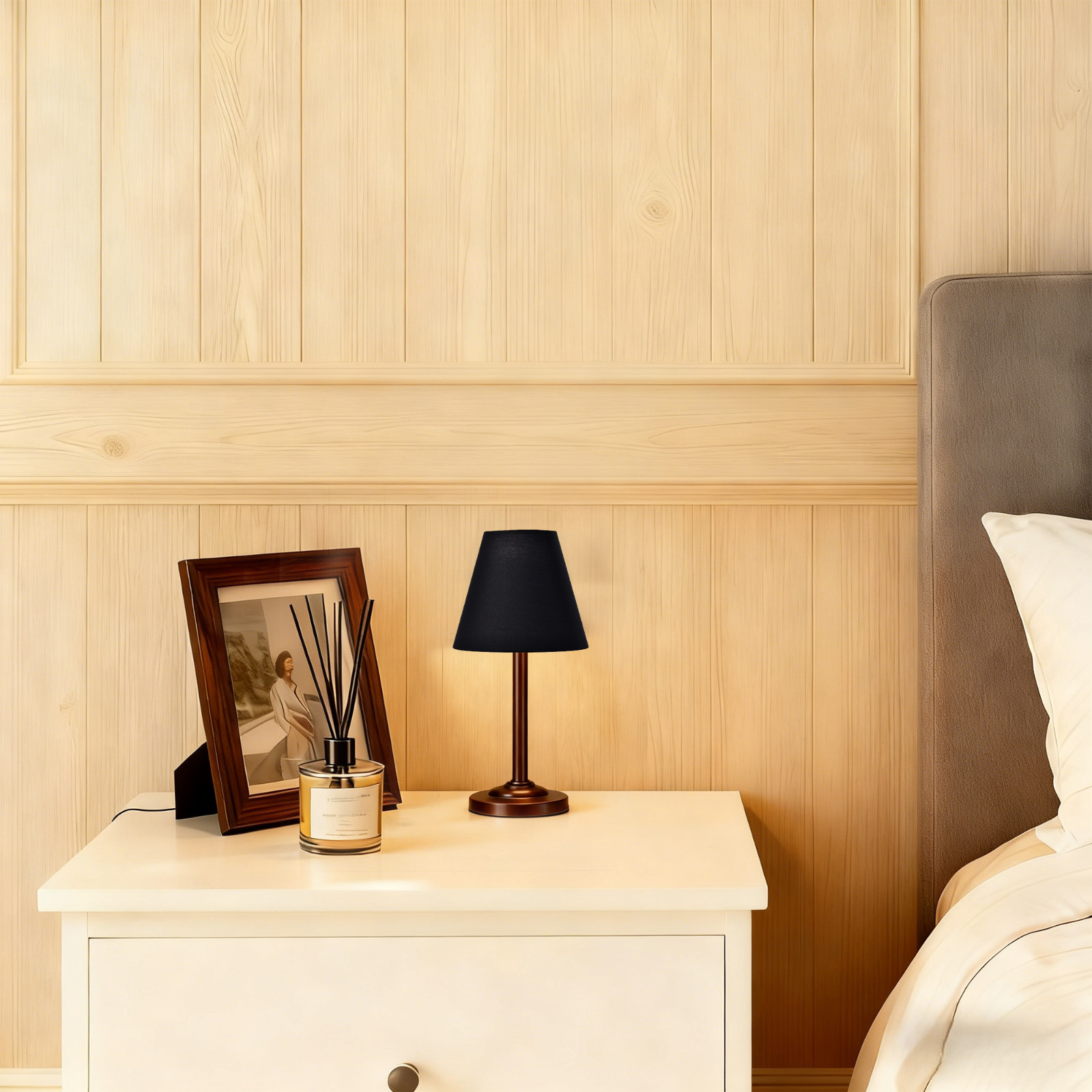 Set of 6 Black Clip-On Chandelier Lamp Shades for E12 Bulbs, Mini Fabric Shades