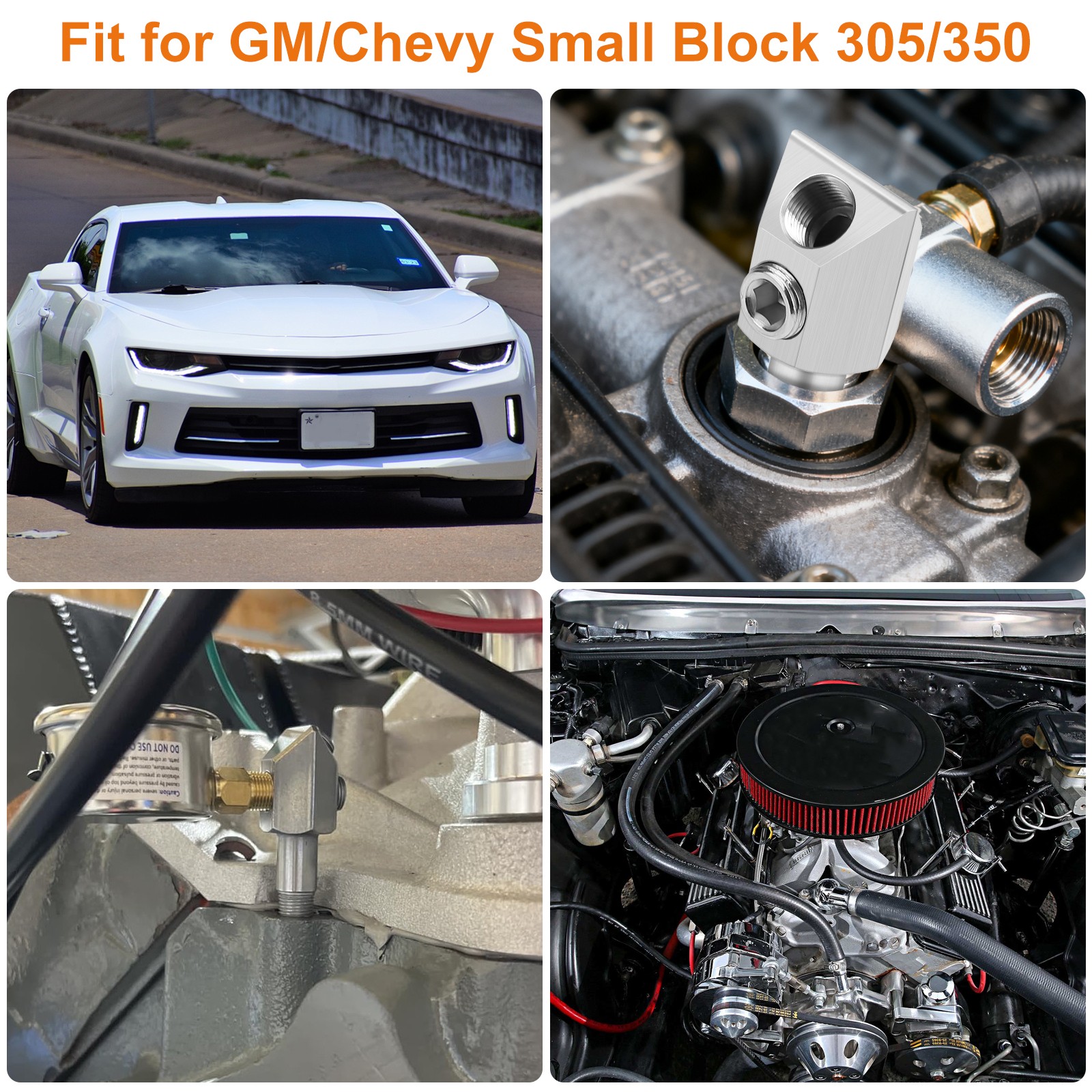 1/8" NPT Oil Pressure Sensor Tee port Thread Adapter for GM/Chevy 305/350 Engine