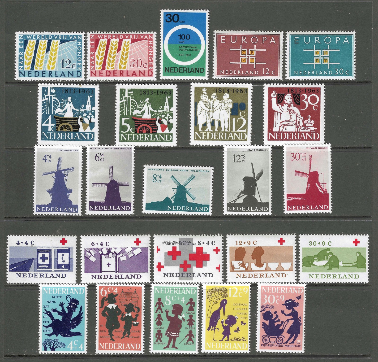 Netherlands 1963 MNH PO Fresh Year Set (see below for cat #s)! ('25 SCV $18.30)