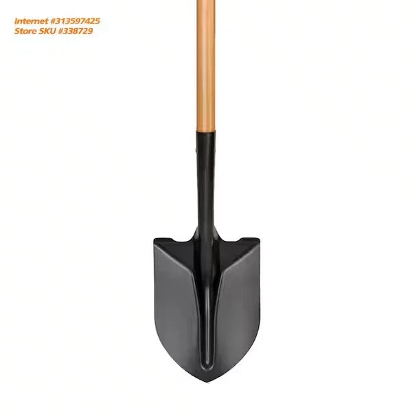 43.3 in L Wood Handle Digging Carbon Steel Shovel for Gardening Projects