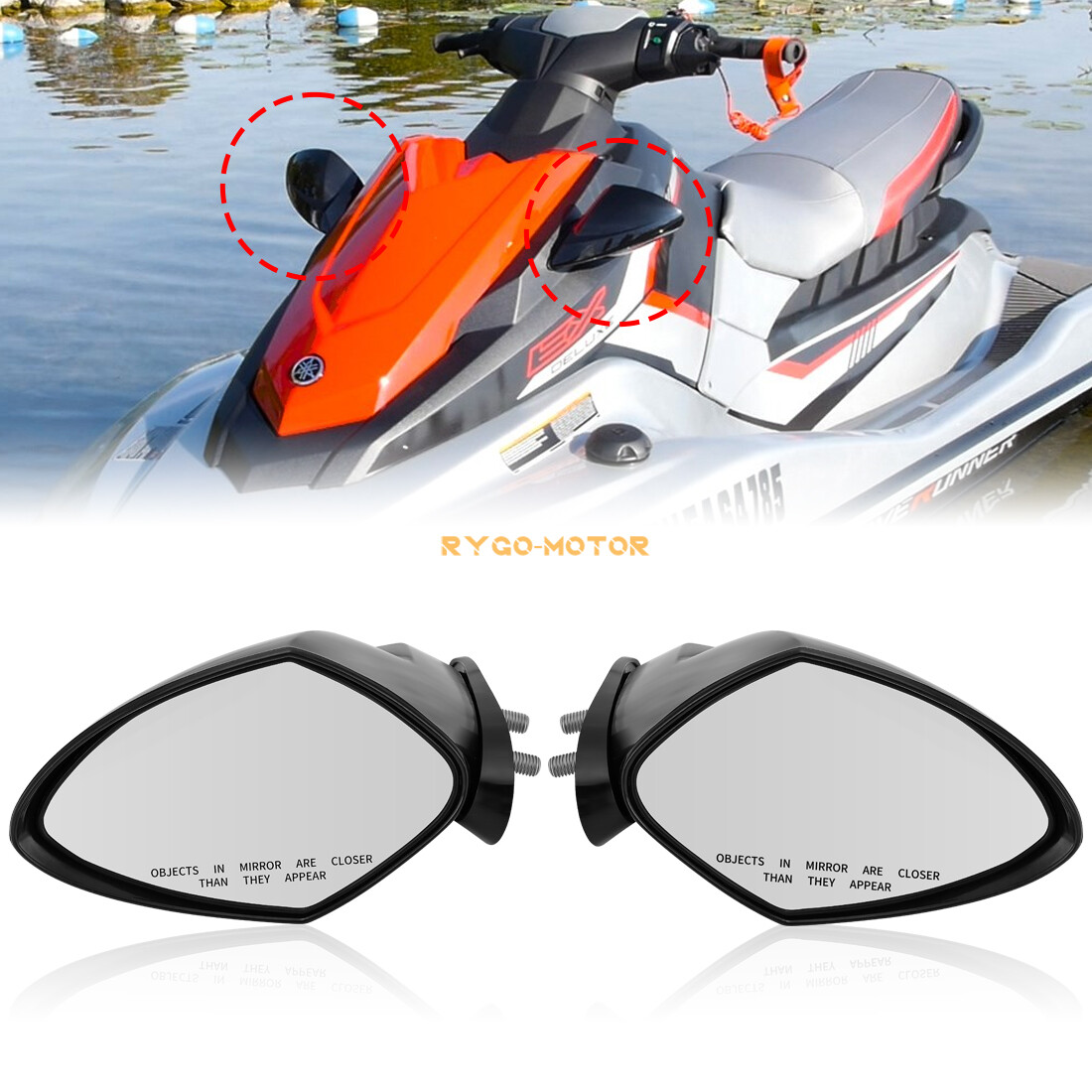 Left & Right Hand Mirror for Yamaha Waverunner EX Deluxe EX Limited EX Sport EXR
