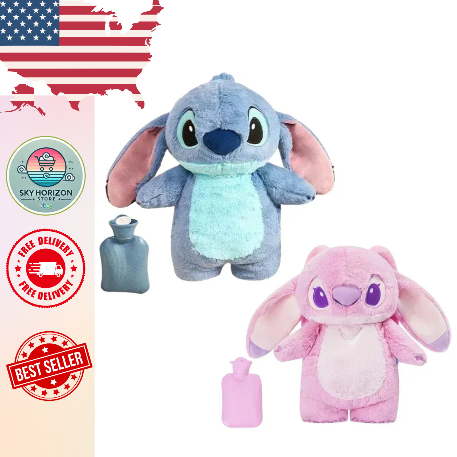 Stitch Angel Lotso Plush Hand Warm Bottle Hot Water Bottles Kawaii Soft Winter