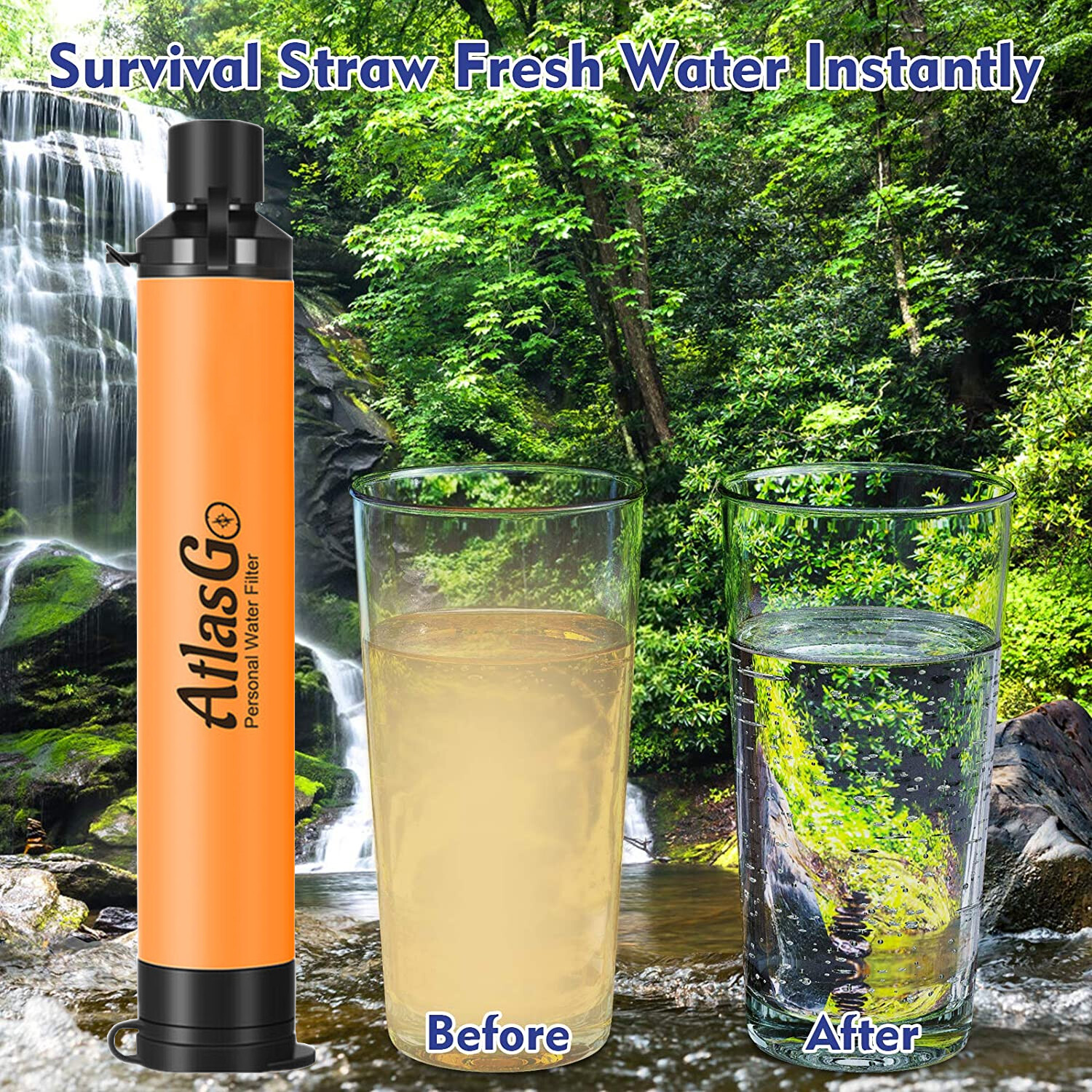 Portable Water Filter Straw Outdoor F Camping Hiking Emergency Survival Prepping