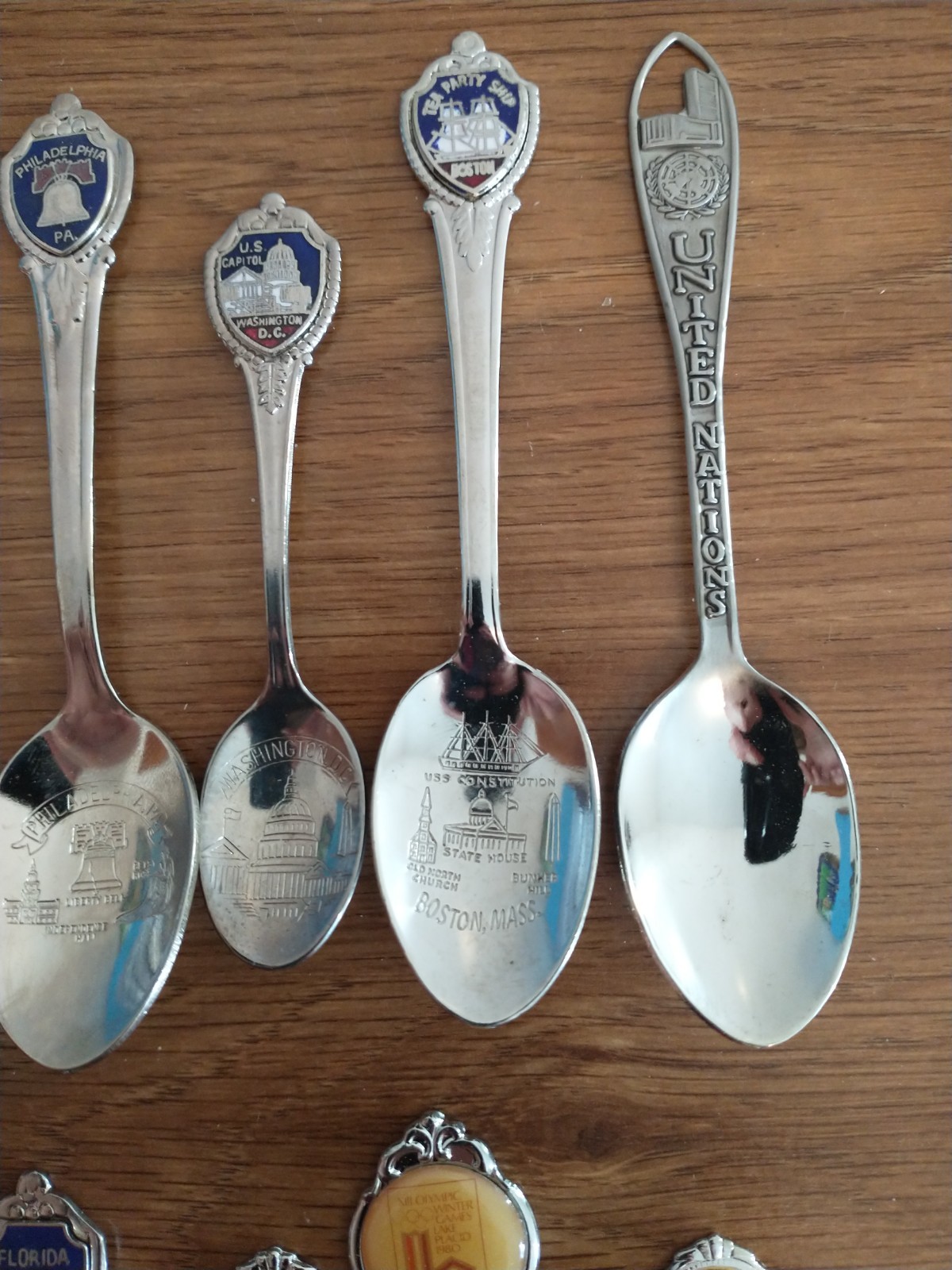 Vtg Lot of 13 Silver Plate Small Souvenir Spoons