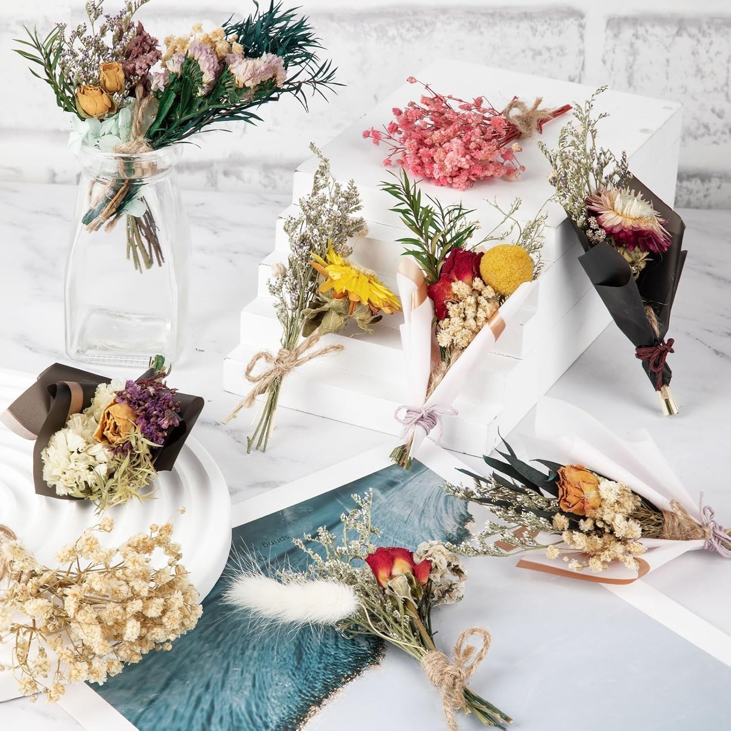 "10 PCS Dried Flowers - Mini Dried Flower Bouquet Wildflower Decor "