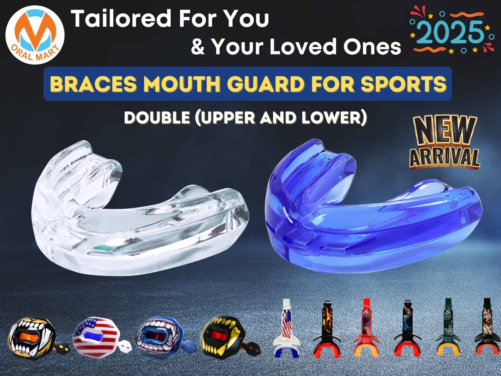 Oral Mart No-Boil (Upper & Lower) Double Mouth Guard for Braces (Pure Clear)