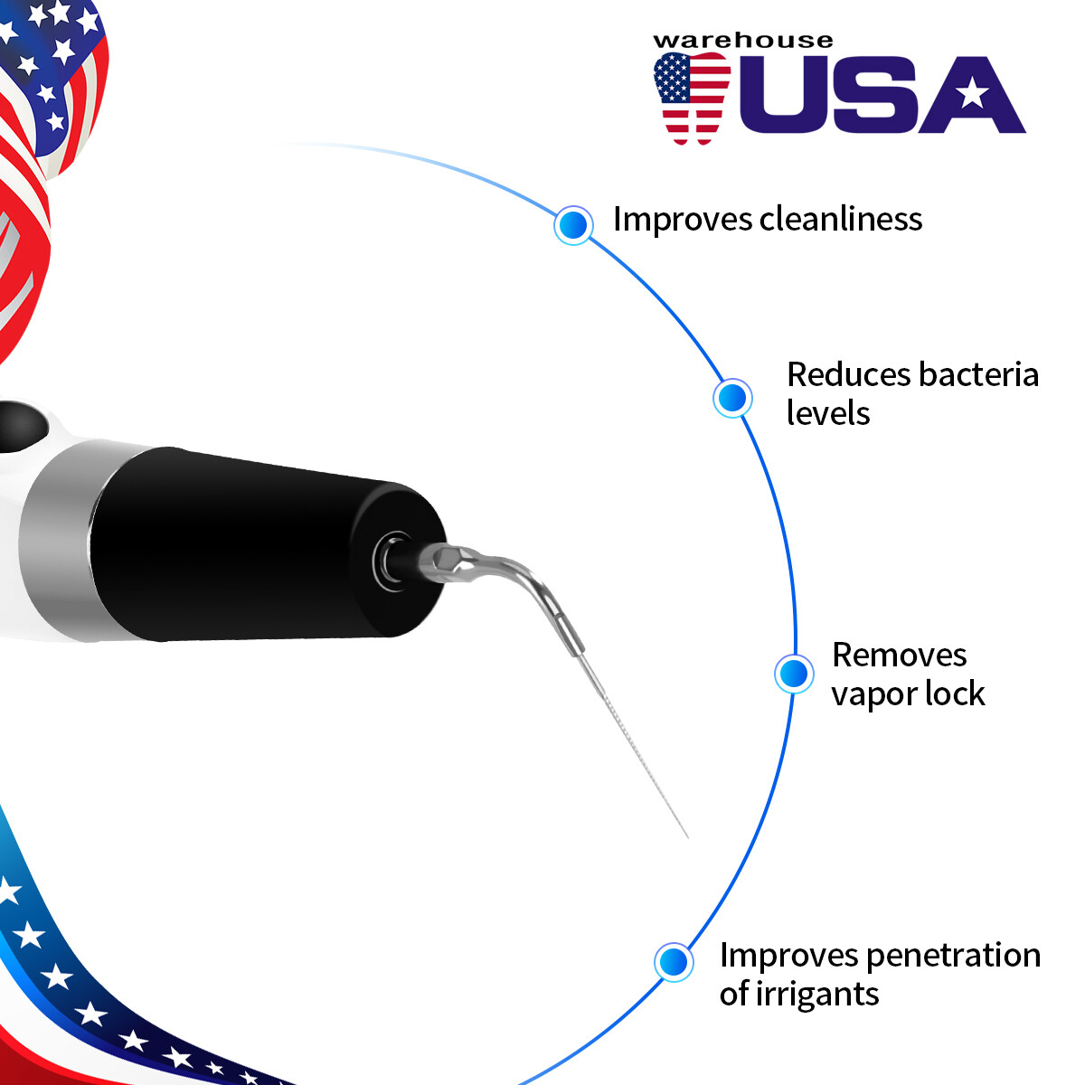 Dental Endo Ultra Activator Ultrasonic Irrigator Root Canal Handpiece 6 Tips