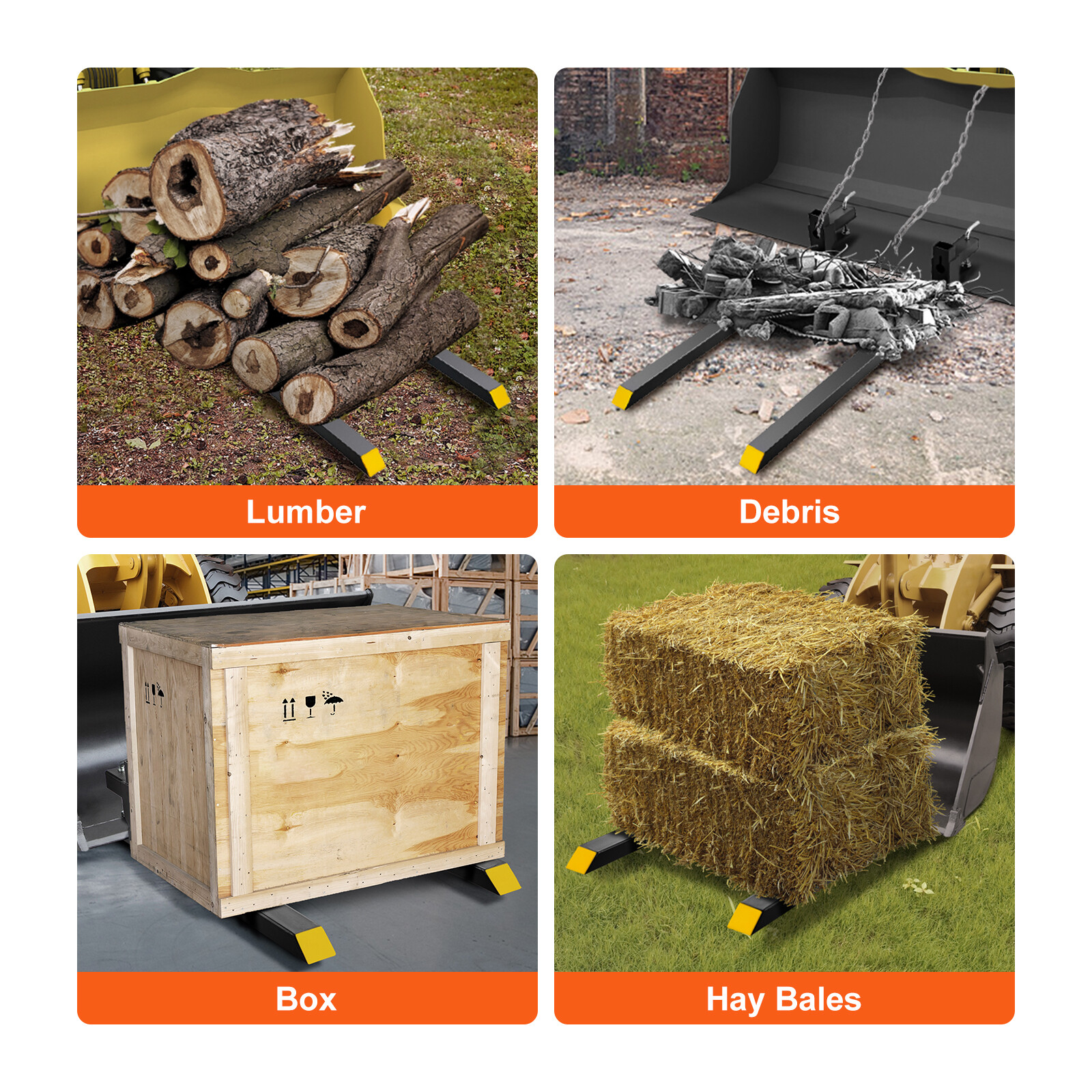 VEVOR 43" 2000lbs Clamp on Pallet Forks Tractor Forks Heavy Duty Bucket Fork