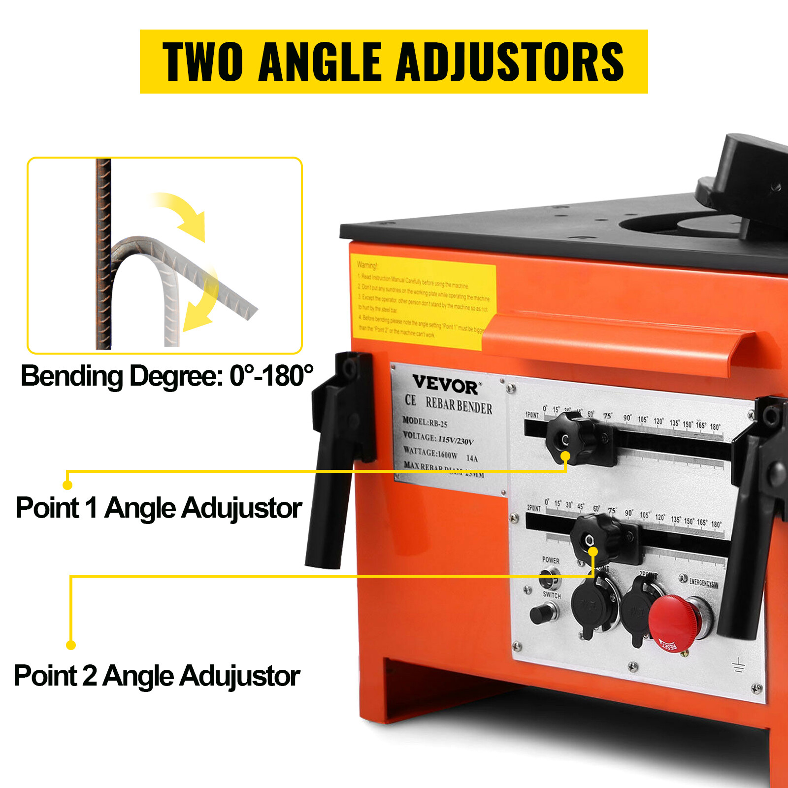 VEVOR 1" #8 Electric Rebar Bender w/ 2 Foot Controls RB-25 Bending Machine