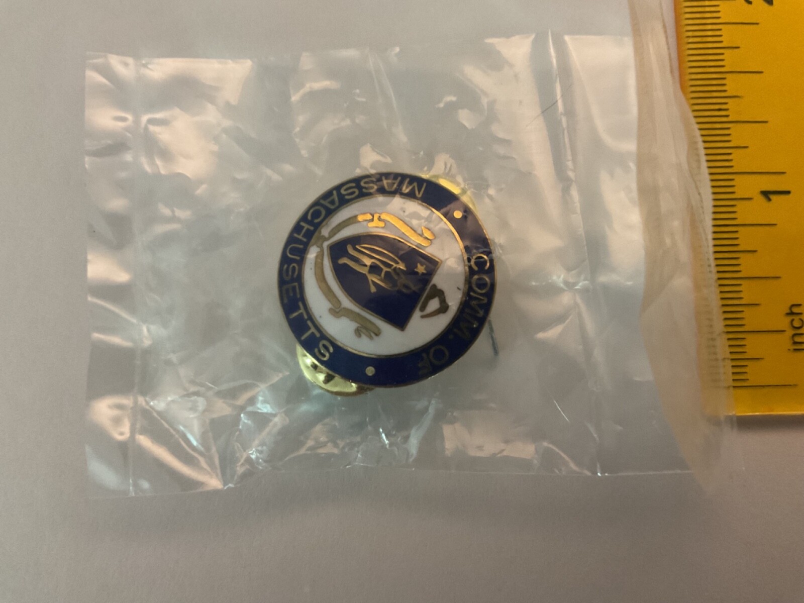 Massachusetts State Collar Seal collectable enamel gold full color pin backing