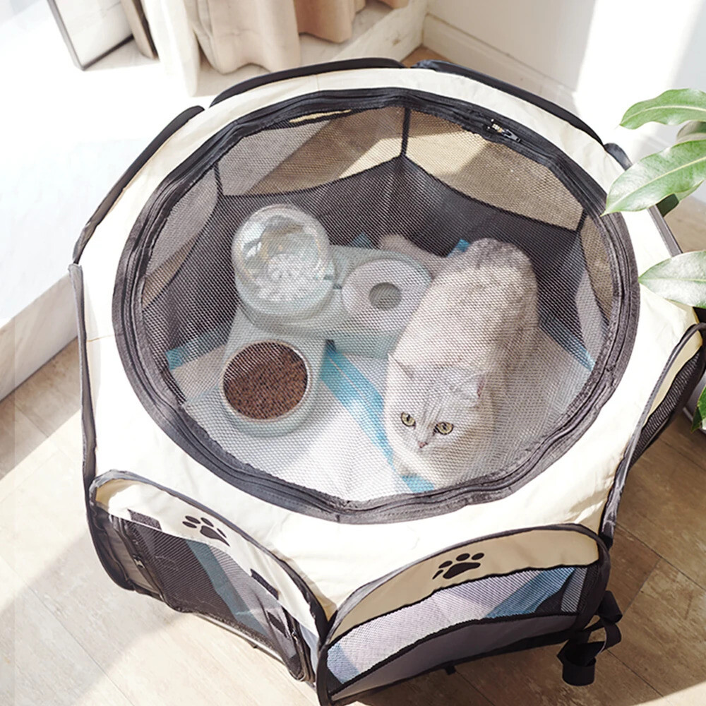 Portable Pet Playpen Foldable Kennel Puppy Tent for Dogs Cats Rabbits Grey