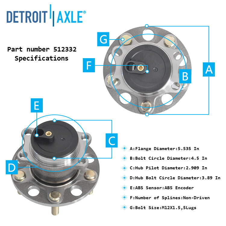 FWD Rear Wheel Bearing Hub Assembly for Dodge Avenger Caliber Jeep Patroit ABS