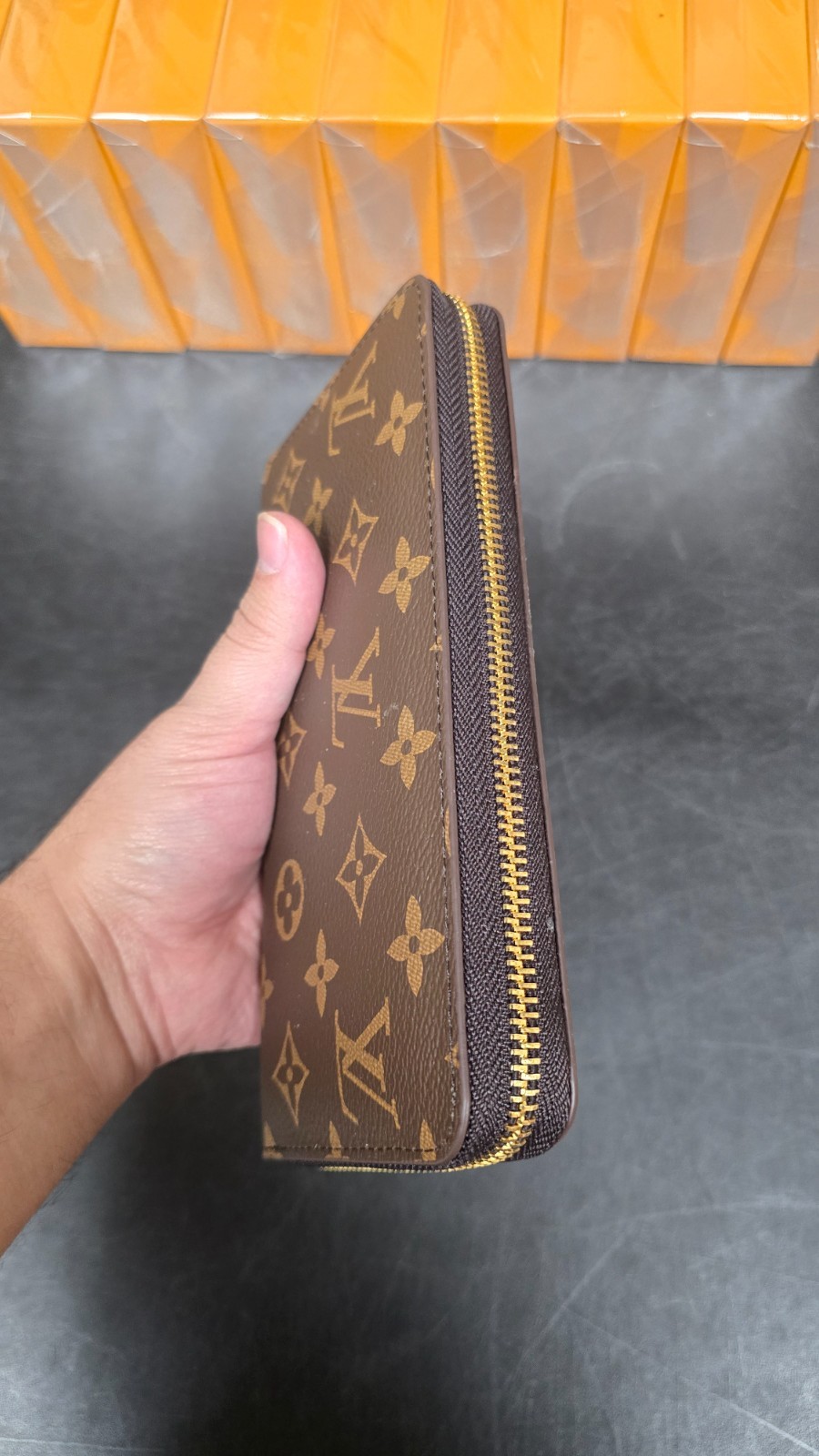 Louis Vuitton Monogram Zippy Zip Around Long Wallet Brown