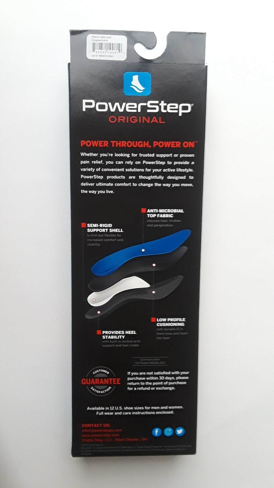Powerstep Original Full Length Insoles Inserts Arch Support Orthotic Sizes 4-15