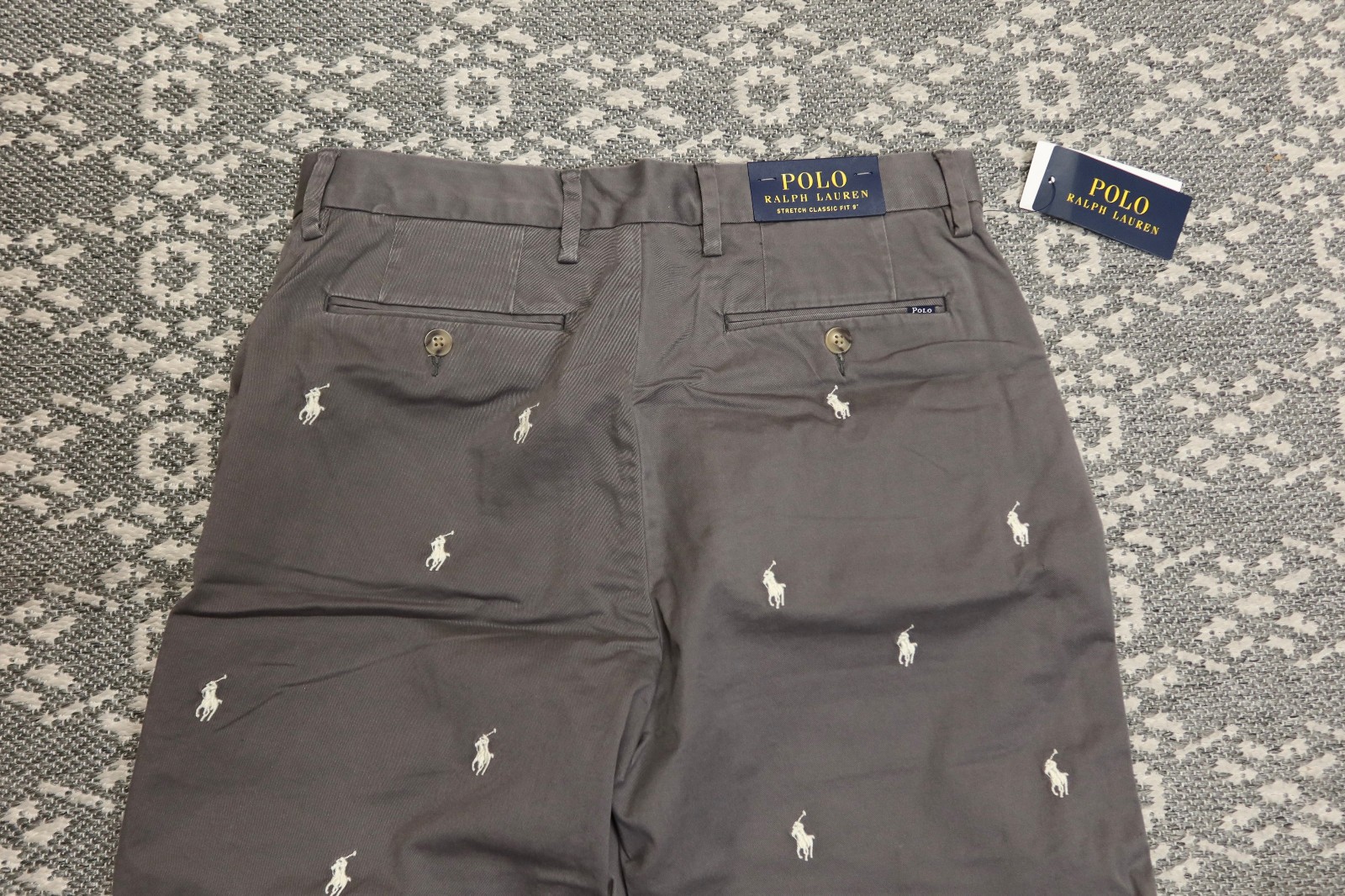 Polo Ralph Lauren Men's "All Over Pony" Classic Fit 9" Shorts - Size 38 - Gray