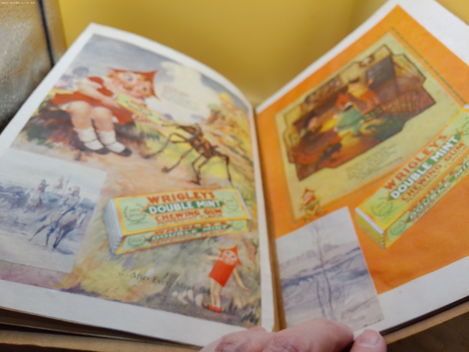 Mother Goose up to date Wrigleys gum ads 1920s era scrapbook filled with ads