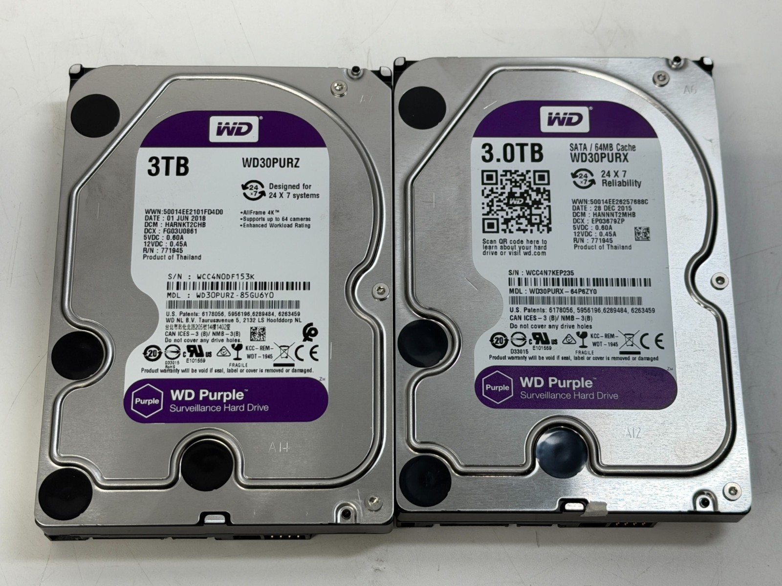 Western Digital WD30PURX 3TB WD Purple Surveillance WD30PURX-64P6ZY0 & 85GU6Y0