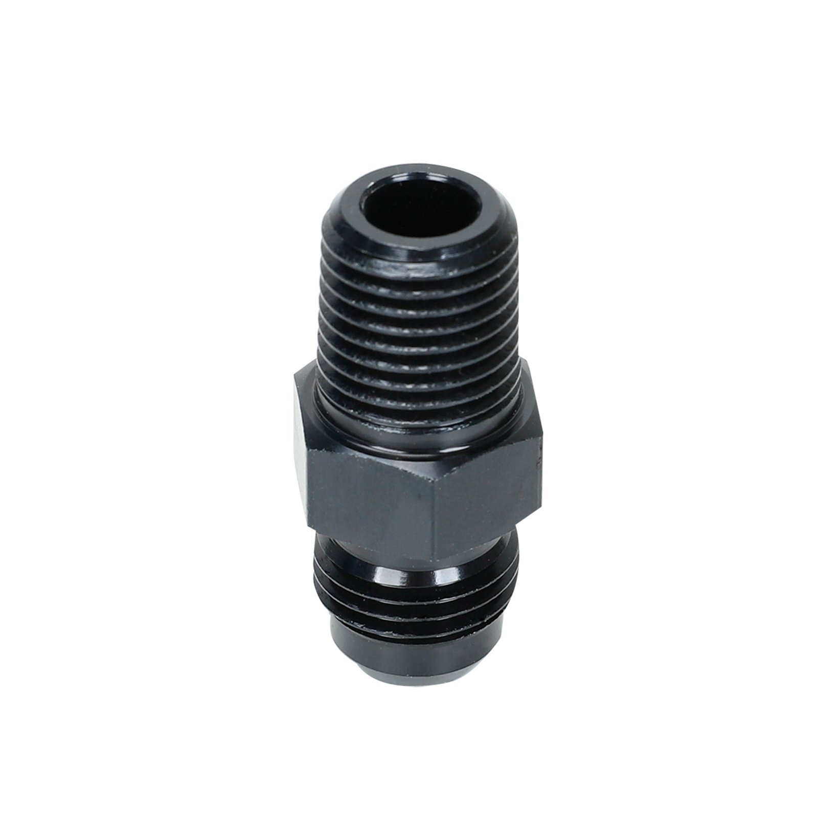 1/4 NPT to 6AN Adapter Straight Pipe Thread to 6 AN Flare Fitting Black