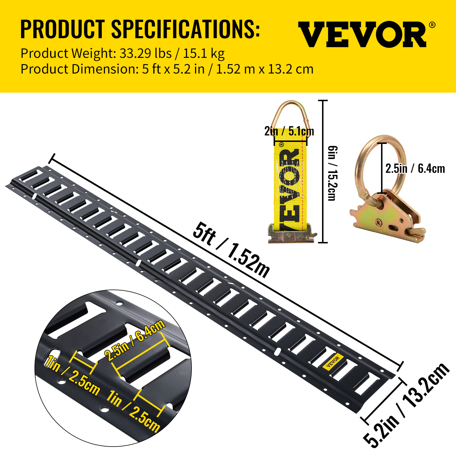 VEVOR E Track Tie Down Rail Kit 30PCs 5' E Track Rails Enclosed Cargo Trailer