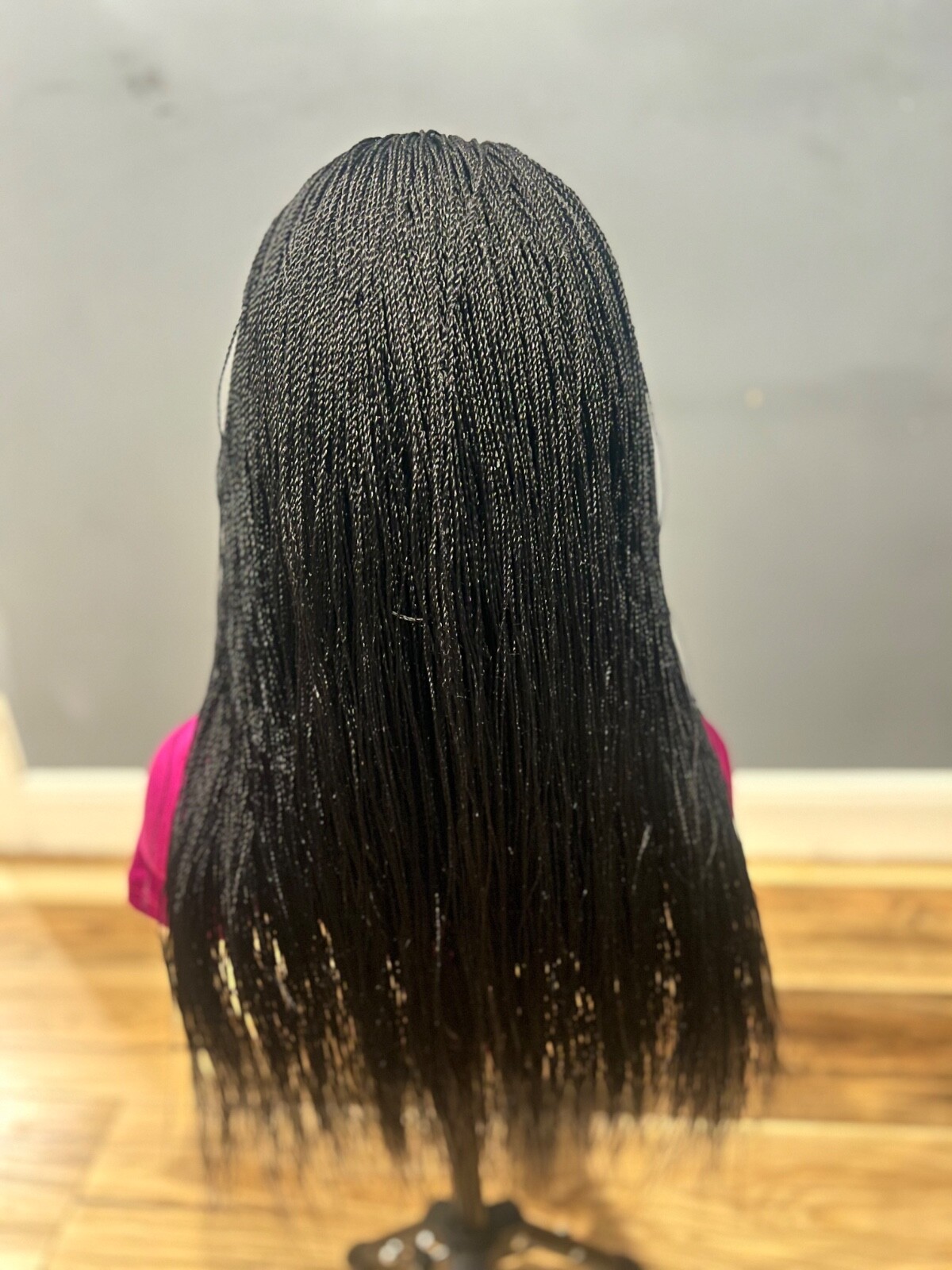 BRAIDED MICRO TWIST WIG . Madeon a full lace wig.length is 24”long..color black.