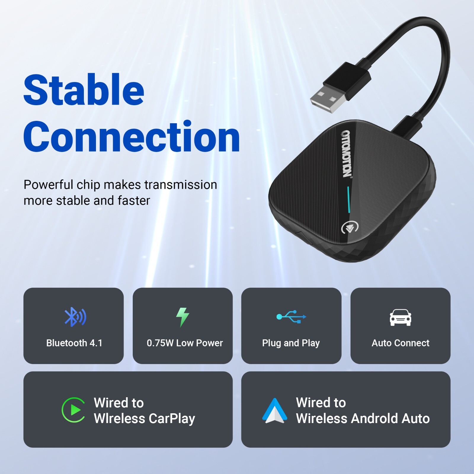 2 in 1 Wireless Apple CarPlay/Android auto Wireless Adapter for Android & Apple