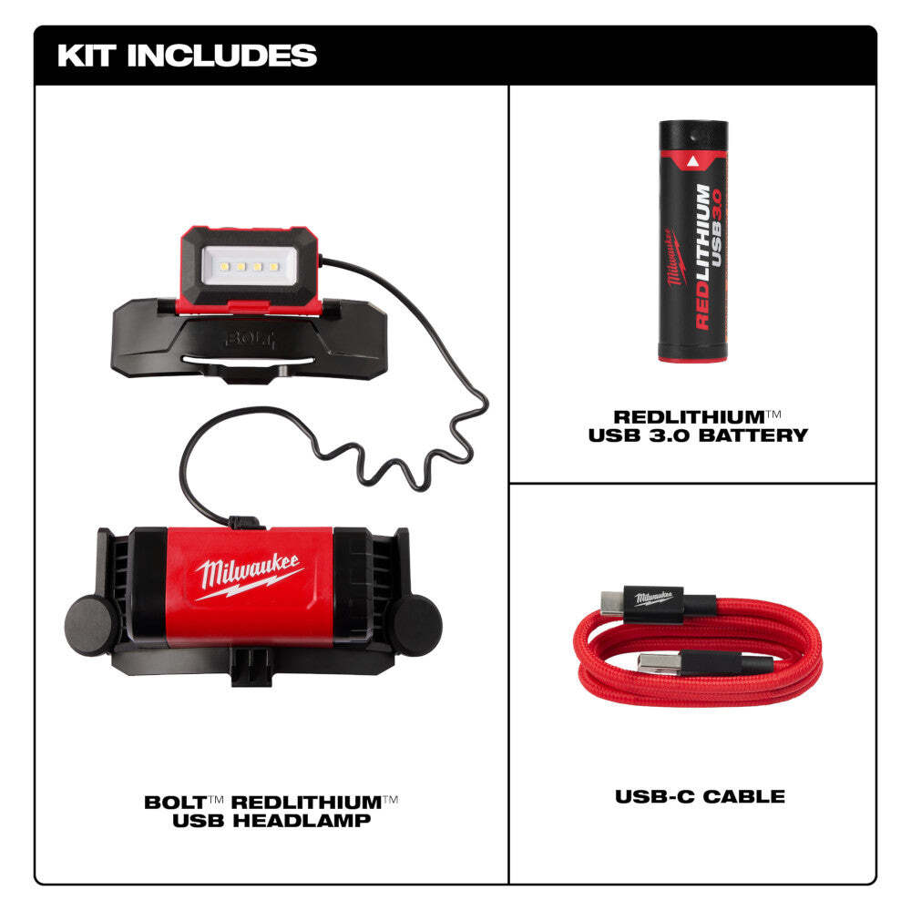 Milwaukee 2118-21 BOLT REDLITHIUM USB Cordless Headlamp