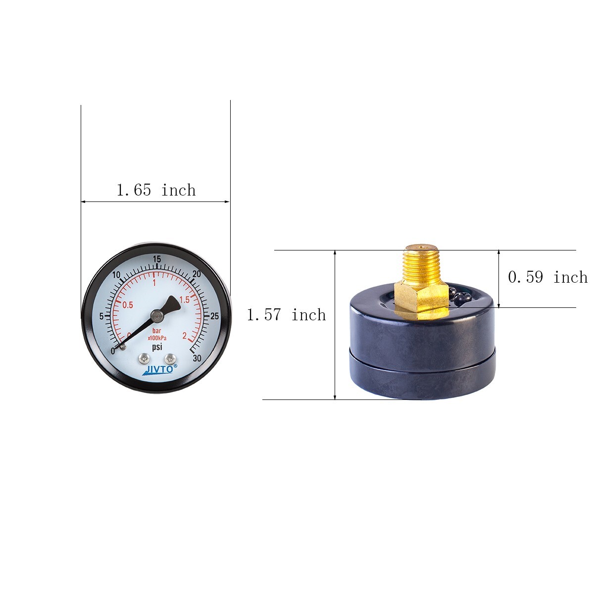 General Dry Pressure Gauge, 1.5" Dia, 0-30 psi, 1/8 NPT Back Mount ( pack of 1)