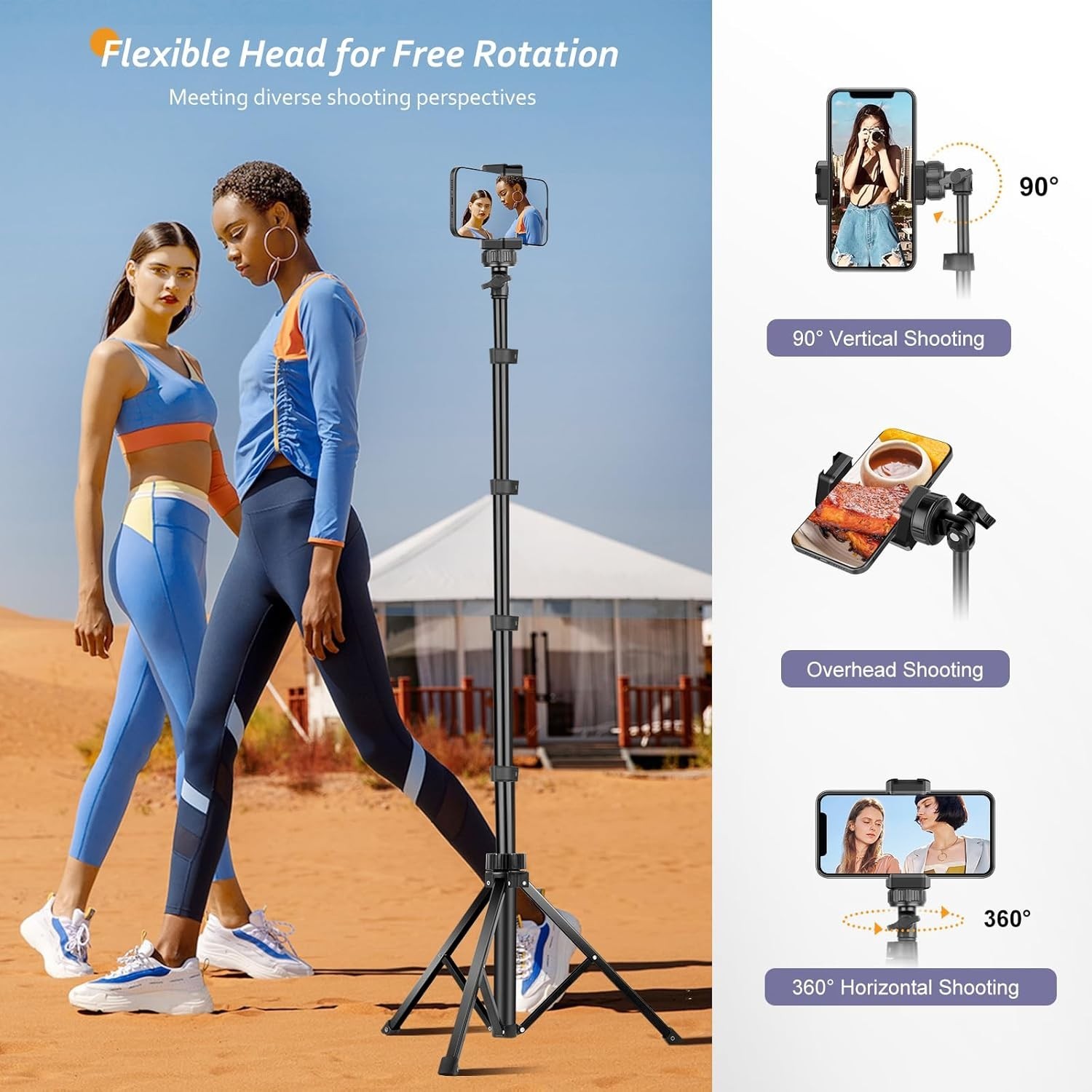 62“ Lightweight Phone Tripod w/Remote, Adjustable Perfect for Vlogging &Selfies