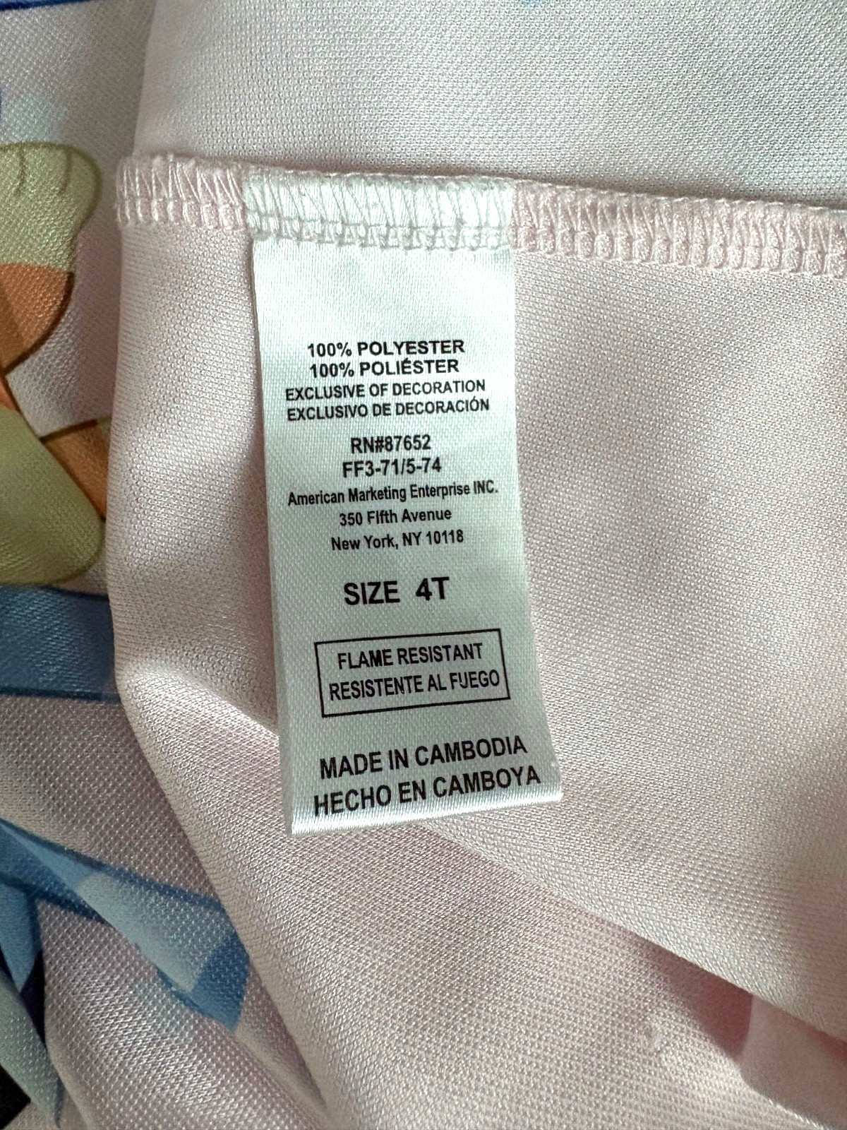 Bluey Dress-Up Costume Dress Girl Size 4T Pink Night Gown Polyester