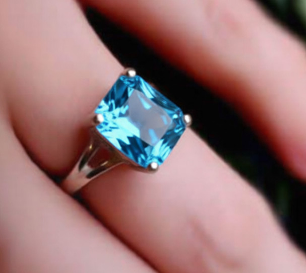 Swiss Blue Topaz Gemstone Handmade 925 Sterling Silver Jewelry Ring All Size