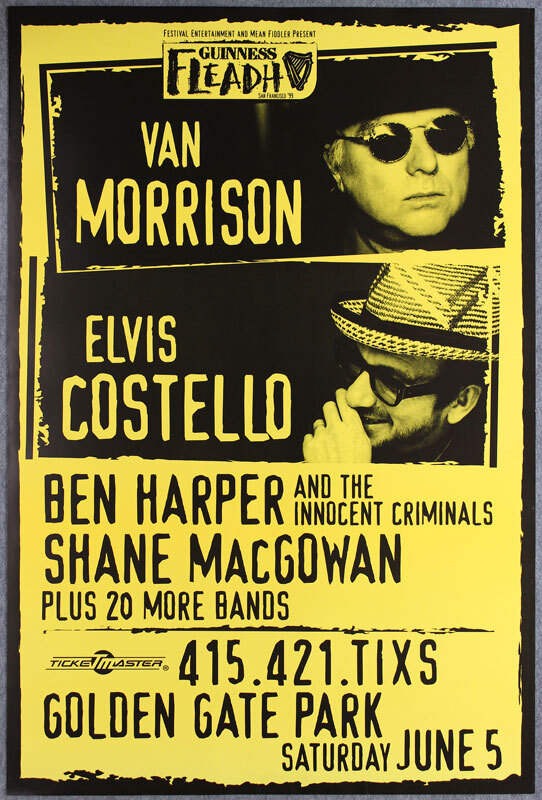 Elvis Costello Van Morrison 1999 Guinness Fleadh Shane MacGowan Festival Poster