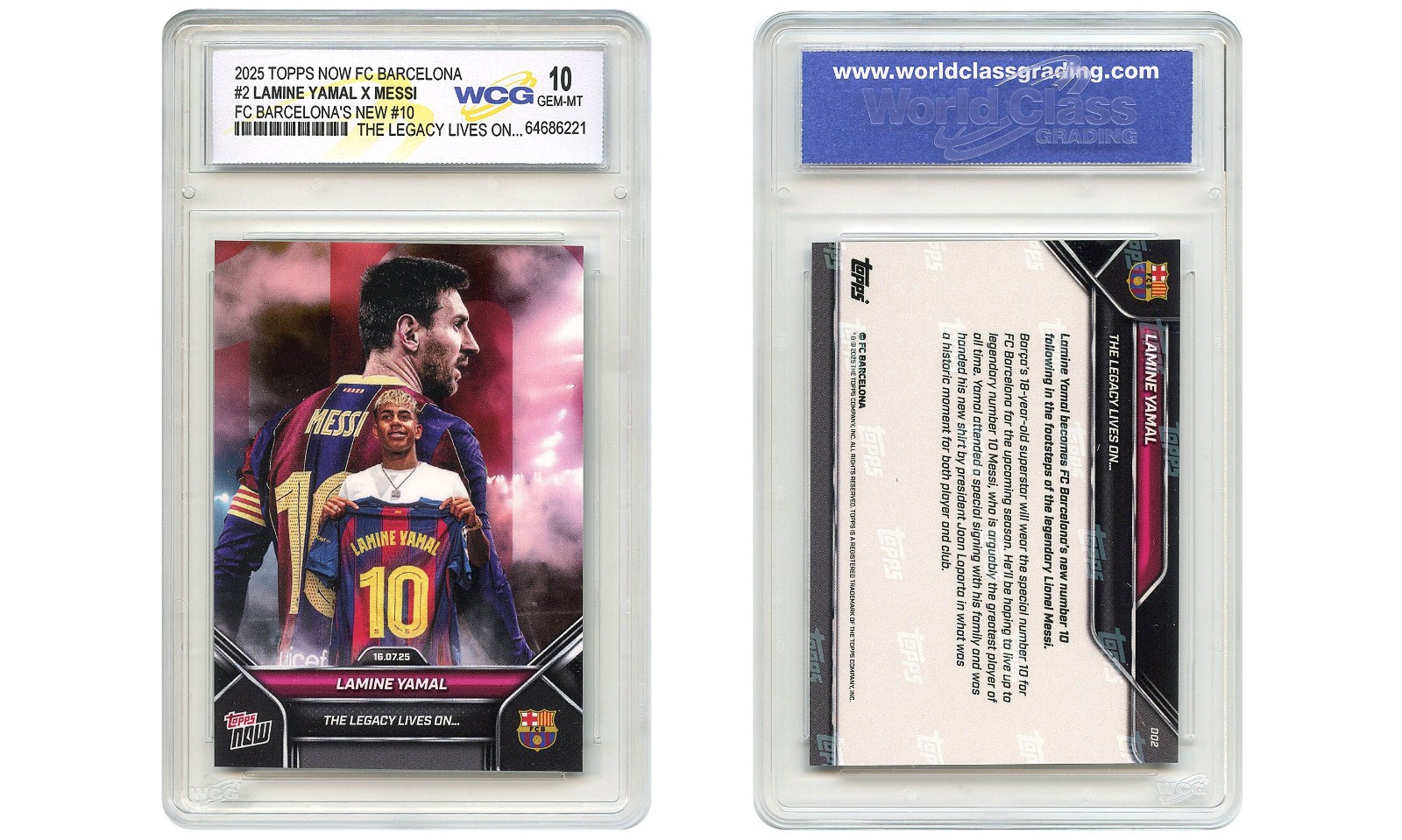 2025 Topps Now LAMINE YAMAL x MESSI Card #2 FC Barcelona's New #10 - GEM-MINT 10