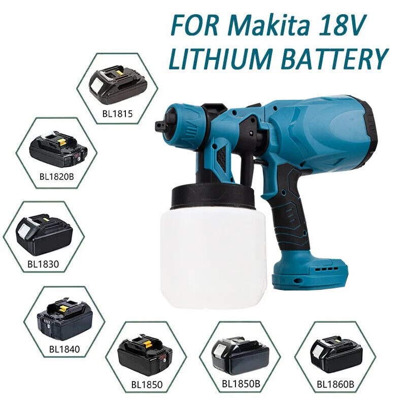 High Pressure Cordless Paint Sprayer Electric Airless HVLP Spray Gun +2 Battery