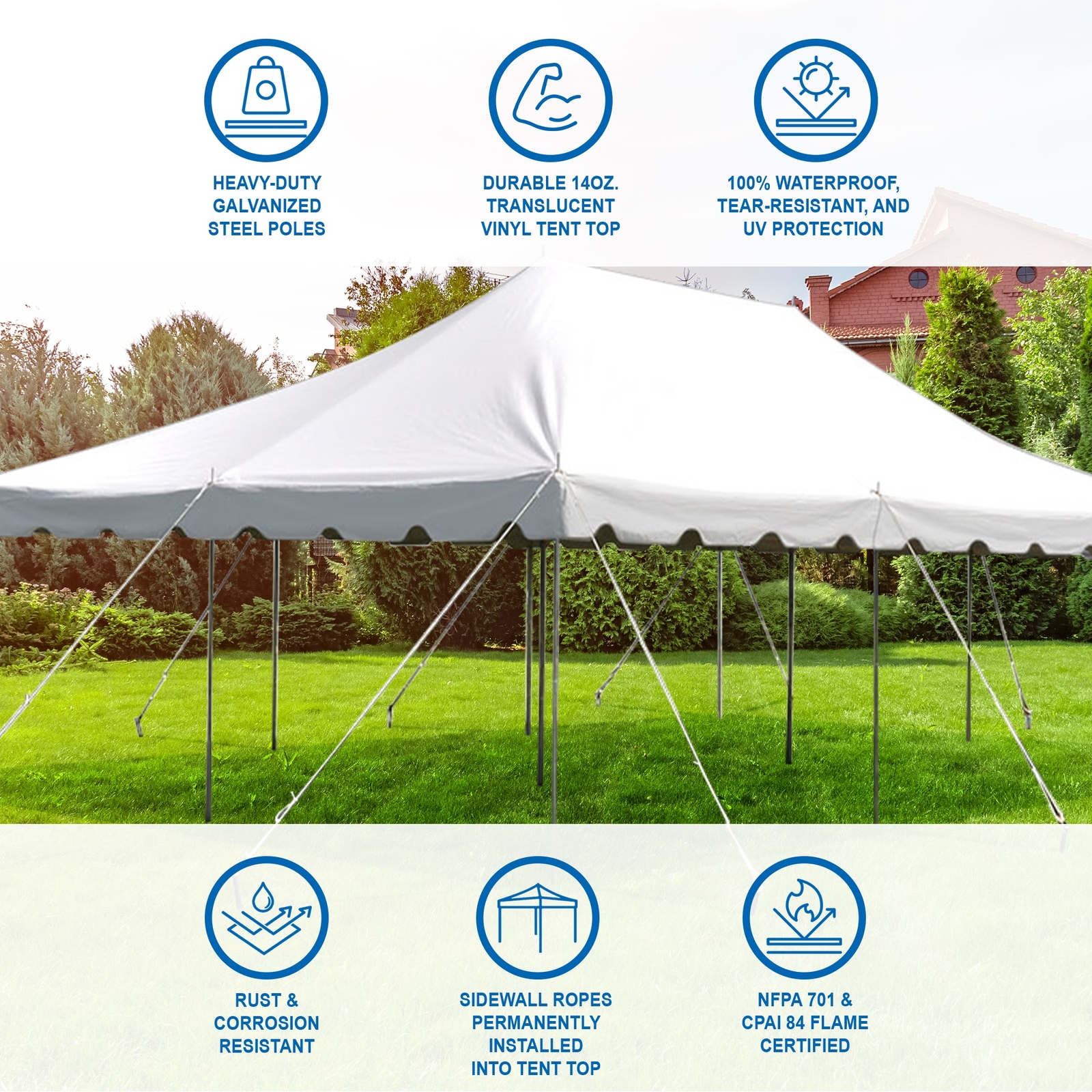Weekender Pole Tent 20x30 White Canopy Event Wedding Party Backyard Gazebo
