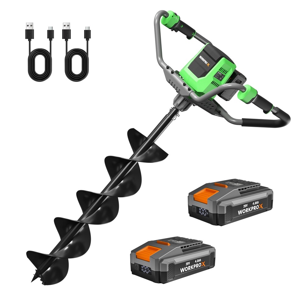 WORKPROX 40V Auger Post Hole Digger, 8" Electric Auger 2-Speeds Reverse Function