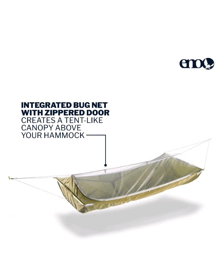 ENO SkyLite Hammock Portable Hammock Bug Net SLT136 Color Evergreen - NEW